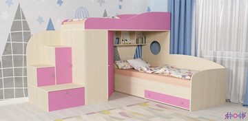 Детская кровать для девочки Кадет-2, корпус Дуб, фасад Розовый в Нижнем Новгороде
