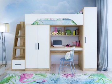 Детская кровать-шкаф Тея, каркас Ясень, фасад Белый в Арзамасе