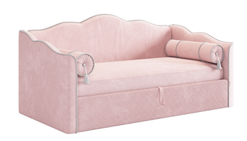 1-спальная детская кровать Лея (Софа) 90х200 (нежно-розовый (велюр)/галька (велюр)) в Нижнем Новгороде