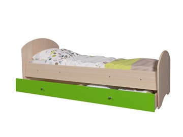 Односпальная детская кровать Мозайка без бортиков, корпус Млечный дуб/фасад Лайм (щиты) в Нижнем Новгороде