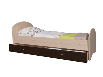 1-спальная детская кровать Мозайка без бортиков, корпус Млечный дуб/фасад Венге (ламели) в Нижнем Новгороде