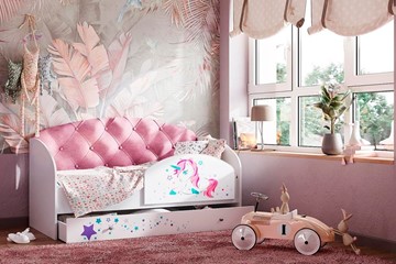 Детская кровать односпальная Звездочка с бортиком, Розовый в Нижнем Новгороде