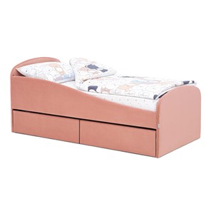 1-спальная детская кровать с ящиками Letmo 190х80 пудровый (велюр) в Нижнем Новгороде
