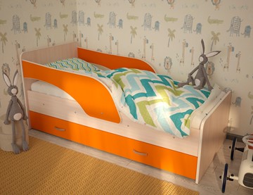 Кровать детская Максимка, корпус Млечный дуб, фасад Оранжевый в Нижнем Новгороде