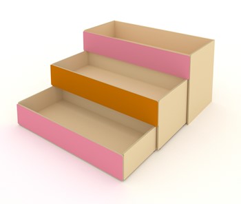 Детская кровать 3-х уровневая КД-3, Беж + Розовый + Оранжевый в Арзамасе