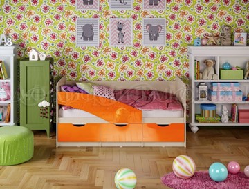 Детская кровать Бабочки 800*1600, Оранжевый глянец в Нижнем Новгороде