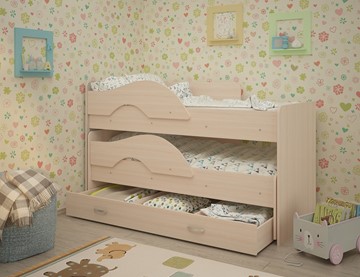 Детская кровать для девочки Радуга 1.6 с ящиком, цвет Млечный дуб в Нижнем Новгороде