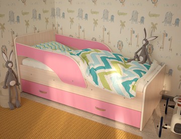 Кровать односпальная детская Максимка, корпус Млечный дуб, фасад Розовый в Нижнем Новгороде