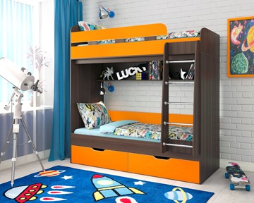 Детская двухэтажная кровать Ярофф Юниор-5, каркас Бодего, фасад Оранжевый в Арзамасе