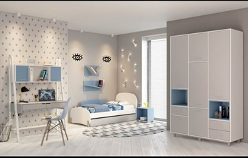 Детская комната для мальчика POLINI Kids Mirum №1 Белый / Серый / Голубой в Нижнем Новгороде