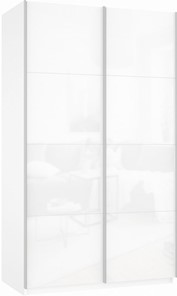 Шкаф 2-створчатый Прайм (Белое стекло/Белое стекло) 1600x570x2300, белый снег в Нижнем Новгороде