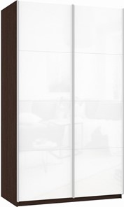 Шкаф 2-х створчатый Прайм (Белое стекло/Белое стекло) 1400x570x2300, венге в Нижнем Новгороде