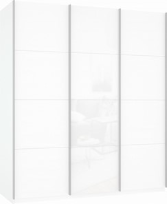 Шкаф трехстворчатый Прайм (ДСП/Белое стекло/ДСП) 1800x570x2300, белый снег в Нижнем Новгороде