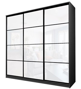 Шкаф 3-х дверный MAX МШ-25-6-24-222, Профиль Черный/Цвет Графит/Oraclal Белый в Нижнем Новгороде
