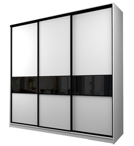 Шкаф 3-х дверный MAX МШ-25-6-24-999, Профиль Черный/Цвет Белый/Oraclal Черный в Нижнем Новгороде