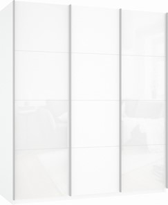 Шкаф трехстворчатый Прайм (Белое стекло/ДСП/Белое стекло) 2100x570x2300, белый снег в Нижнем Новгороде