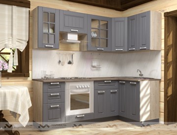 Модульная кухня Прованс 2200х1200, цвет Черный ясень/Дуб баррик в Арзамасе