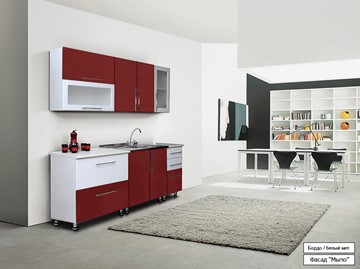 Кухня Мыло 224 2000х718, цвет Бордо/Белый металлик в Арзамасе
