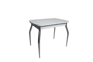 Стеклянный обеденный стол ПГ-02СТ белое/белое/хром фигурные в Арзамасе