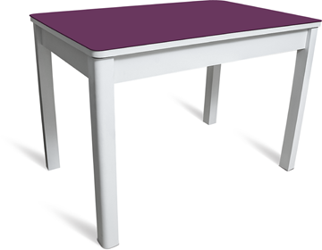 Кухонный обеденный стол Айсберг-05 СТ2, белое ЛДСП/фиолетовое стекло/40 массив белый в Нижнем Новгороде