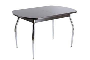 Стеклянный обеденный стол ПГ-07 СТ1 венге/черное стекло/хром фигурные в Арзамасе