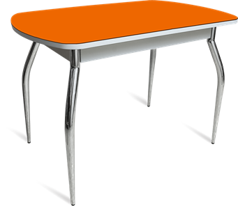 Мини-стол на кухню ПГ-04 СТ белое/оранжевое/хром фигурные в Нижнем Новгороде