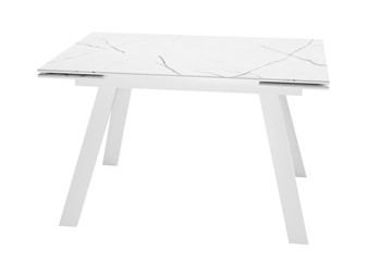 Керамический обеденный стол DikLine DKL140 Керамика Белый мрамор/опоры белые (2 уп.) в Нижнем Новгороде