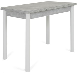 Кухонный раздвижной стол Кубика Милан-1 EVO, ноги металлические белые, светлый цемент в Нижнем Новгороде