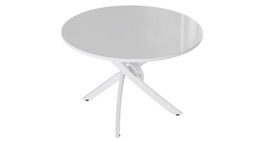 Обеденный круглый стол Diamond тип 2 (Белый муар/Белый глянец) в Арзамасе