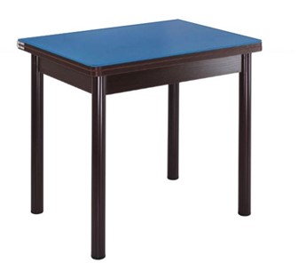 Стеклянный обеденный стол СПА-01 СТ2, венге ЛДСП/стекло синие/38 прямые трубки крашеные коричневый в Нижнем Новгороде