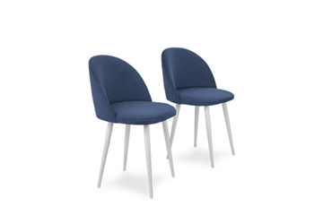 Комплект из 2-х кухонных стульев Лайт синий белые ножки в Нижнем Новгороде