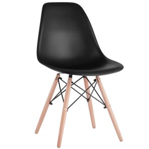 Комплект обеденных стульев 4 шт. BRABIX "Eames CF-010", пластик черный, опоры дерево/металл, 532631, 2033A в Нижнем Новгороде