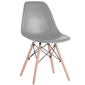 Комплект обеденных стульев 4 шт. BRABIX "Eames CF-010", пластик серый, опоры дерево/металл, 532632, 2033A в Нижнем Новгороде