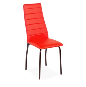 Обеденный стул Волна, прошивка горизонтально, каркас металл коричневый, экотекс красный в Нижнем Новгороде