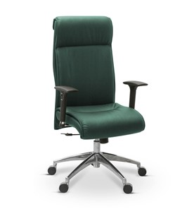 Офисное кресло для руководителя Dark (подлокотники 3D) натуральная кожа с компаньоном / зеленая NL30 в Нижнем Новгороде