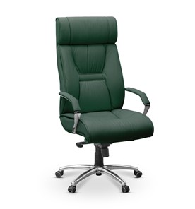 Офисное кресло Олимп X (подлокотники хром) натуральная кожа с компаньоном / зеленая NL30 в Нижнем Новгороде