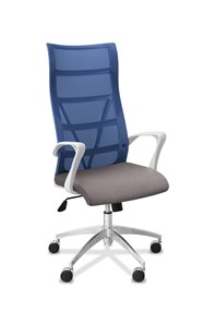 Офисное кресло Топ X белый каркас, сетка/ткань TW / синяя/серая в Нижнем Новгороде