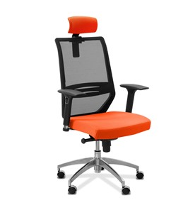 Кресло для руководителя Aero lux с подголовником, сетка/ткань TW / черная/ оранжевая в Нижнем Новгороде