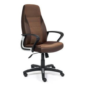 Кресло офисное INTER кож/зам/флок/ткань, коричневый, 36-36/6/TW-24 арт.15028 в Нижнем Новгороде