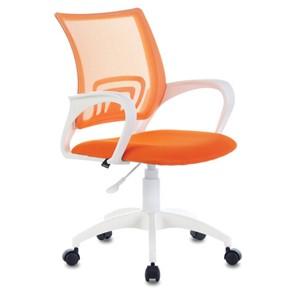 Компьютерное кресло Brabix Fly MG-396W (с подлокотниками, пластик белый, сетка, оранжевое) 532401 в Нижнем Новгороде