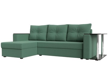Угловой диван с оттоманкой Атланта Лайт, Амур зеленый (микровельвет) в Нижнем Новгороде