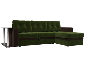 Угловой диван для гостиной Атланта М, Зеленый/Коричневый (микровельвет) в Нижнем Новгороде