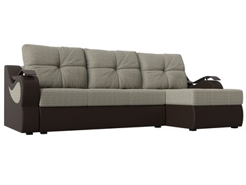 Угловой диван Меркурий, Корфу 02 (рогожка)/коричневый (экокожа) в Нижнем Новгороде