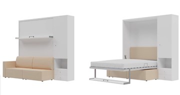Кровать подъемная Кровать-трансформер Smart (КД 1400+ШП), шкаф правый, левый подлокотник в Арзамасе