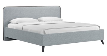Двуспальная кровать с механизмом Миа, 180 Bravo grey (серый) / кант Лайт 10 Велюр (коричневый) + кроватное дно в Нижнем Новгороде