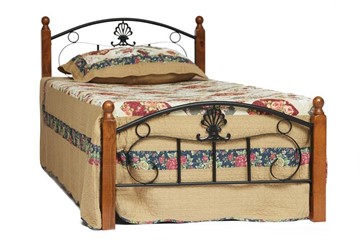 Односпальная кровать РУМБА (AT-203)/ RUMBA  дерево гевея/металл, 90*200 см (Single bed), красный дуб/черный в Нижнем Новгороде