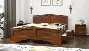 Кровать с выкатными ящиками Елена (Орех) 140х200 в Нижнем Новгороде