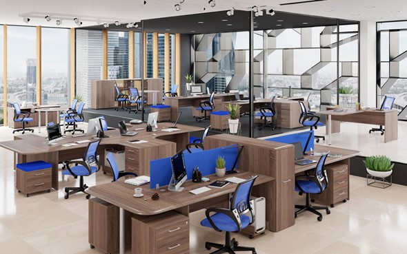 Комплект офисной мебели Wave 1, два рабочих места в Нижнем Новгороде - изображение