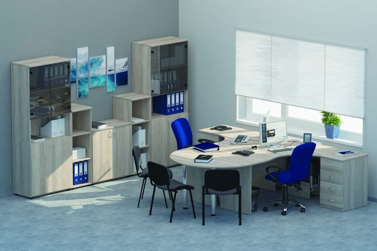 Офисный комплект мебели Twin для 2 сотрудников с совмещенными столами в Нижнем Новгороде - изображение