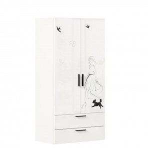 Шкаф 2х-дверный комбинированный Джоли ЛД 535.040, Серый шелк в Нижнем Новгороде